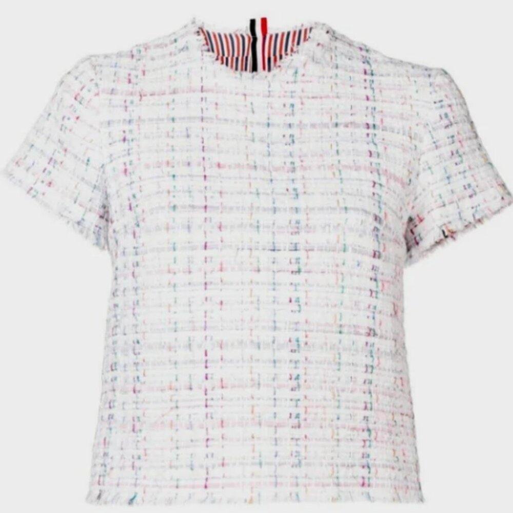 Thom Browne Tweed White Short Sleeve Shirt Size 36